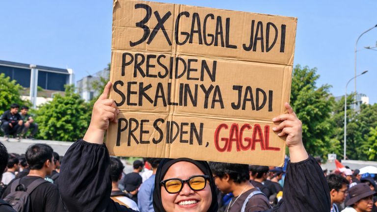 Emak-emak Berorasi di Depan Barikade Polisi saat Demo 28 Oktober